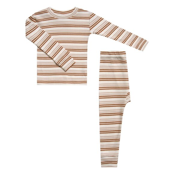 Rylee + Cru Other - Rylee & Cru Oat & Cinnamon Striped Pajama Set